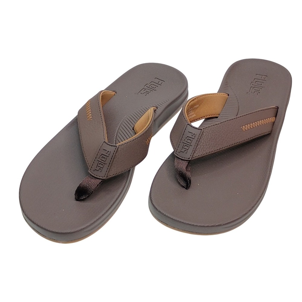 Flojos 1967242 Flip Flop Men Size 9 Brown Man Made Material Sandals